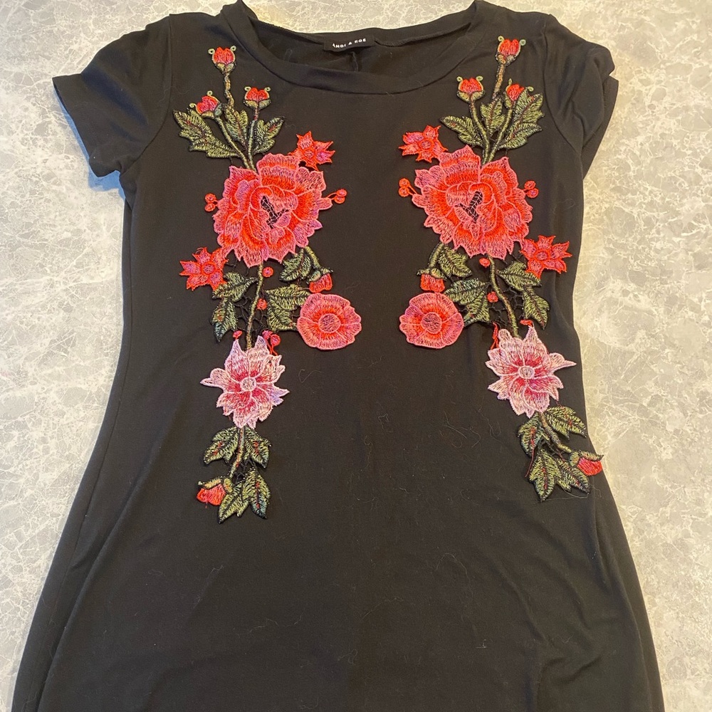 ankle length black floral dress